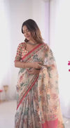 Premium Exclusive Flower Design Cotton Saree for Women